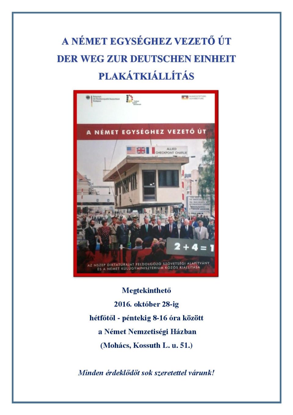 Plakát A német egységhez vezető út című plakátkiállításhoz.