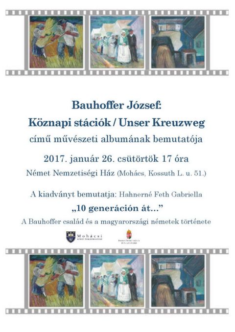 Meghívó Bauhoffer József Köznapi stációk / Unser Kreuzweg című művészeti albumának bemutatójára.